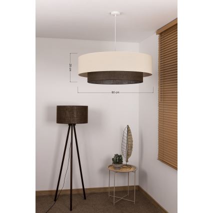 Brilagi - Lámpara colgante LED con cable estilo BOHO 3xE27/15W/230V Ø 80 cm crema/marrón