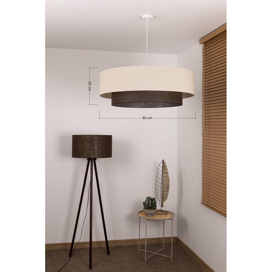 Brilagi - Lámpara colgante LED con cable estilo BOHO 3xE27/15W/230V Ø 80 cm crema/marrón