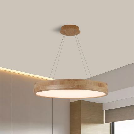 Brilagi - Lámpara colgante LED suspendida por cable FALCON WOOD, 40 W, 230 V, 3000/4000/6000 K, Ø 60 cm, madera
