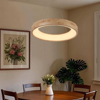 Brilagi - Lámpara colgante LED suspendida por cable FALCON WOOD, 40 W, 230 V, 3000/4000/6000 K, Ø 60 cm, madera