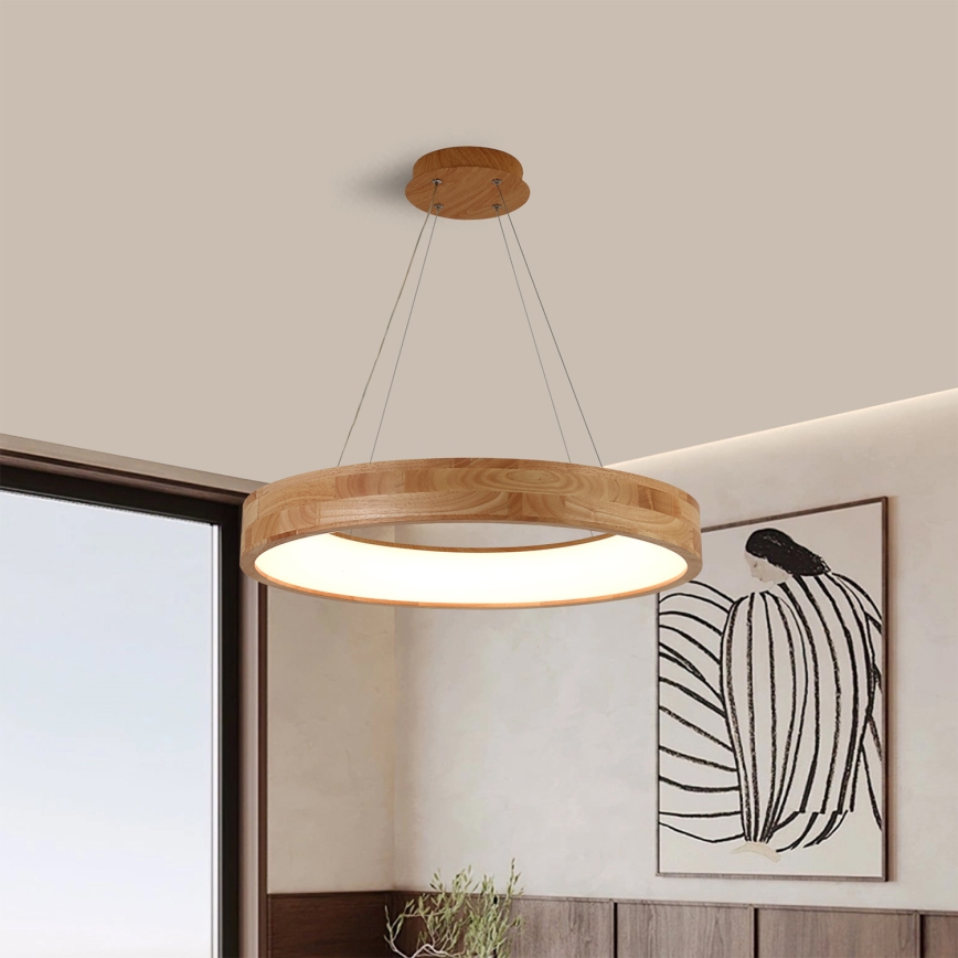 Brilagi - Lámpara colgante LED suspendida por cable FALCON WOOD, 40 W, 230 V, 3000/4000/6000 K, Ø 60 cm, madera