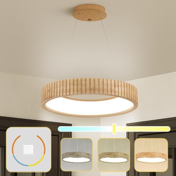 Brilagi - Lámpara colgante LED con cable FALCON WOOD MODERN LED/30W/230V 3000/4000/6000K Ø 45 cm madera