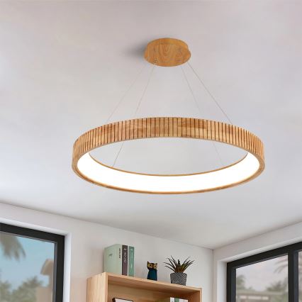 Brilagi - Lámpara colgante LED con cable FALCON WOOD MODERN LED/60W/230V 3000/4000/6000K Ø 80 cm madera