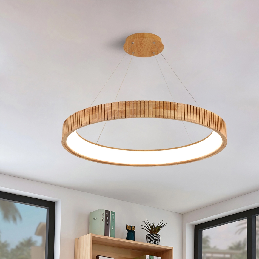 Brilagi - Lámpara colgante LED con cable FALCON WOOD MODERN LED/60W/230V 3000/4000/6000K Ø 80 cm madera