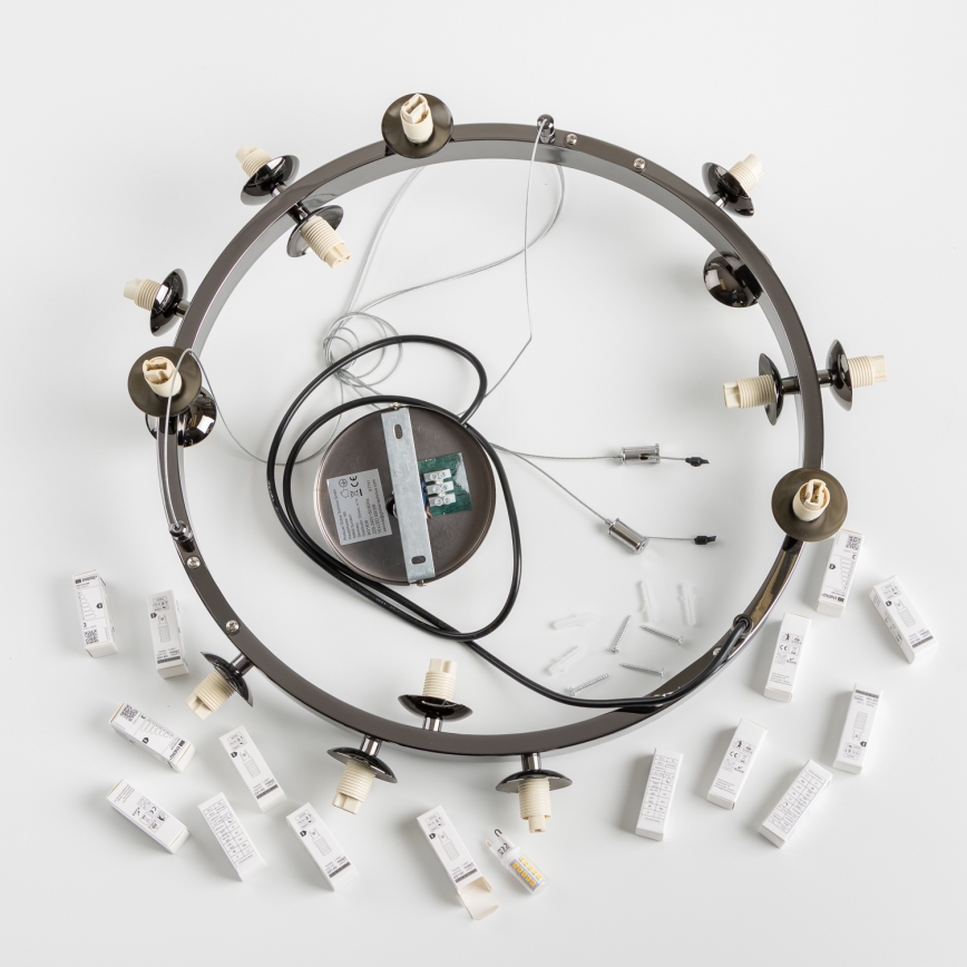 Brilagi - Lámpara colgante LED con cable MILLA 15xG9/3W/230V negro cromado/ahumado