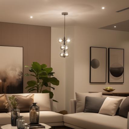 Brilagi - Lámpara colgante LED con cable MILLA 6xG9/3W/230V negro cromado/ahumado