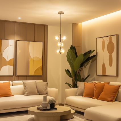 Brilagi - Lámpara colgante LED con cable MILLA 6xG9/3W/230V negro cromado/dorado