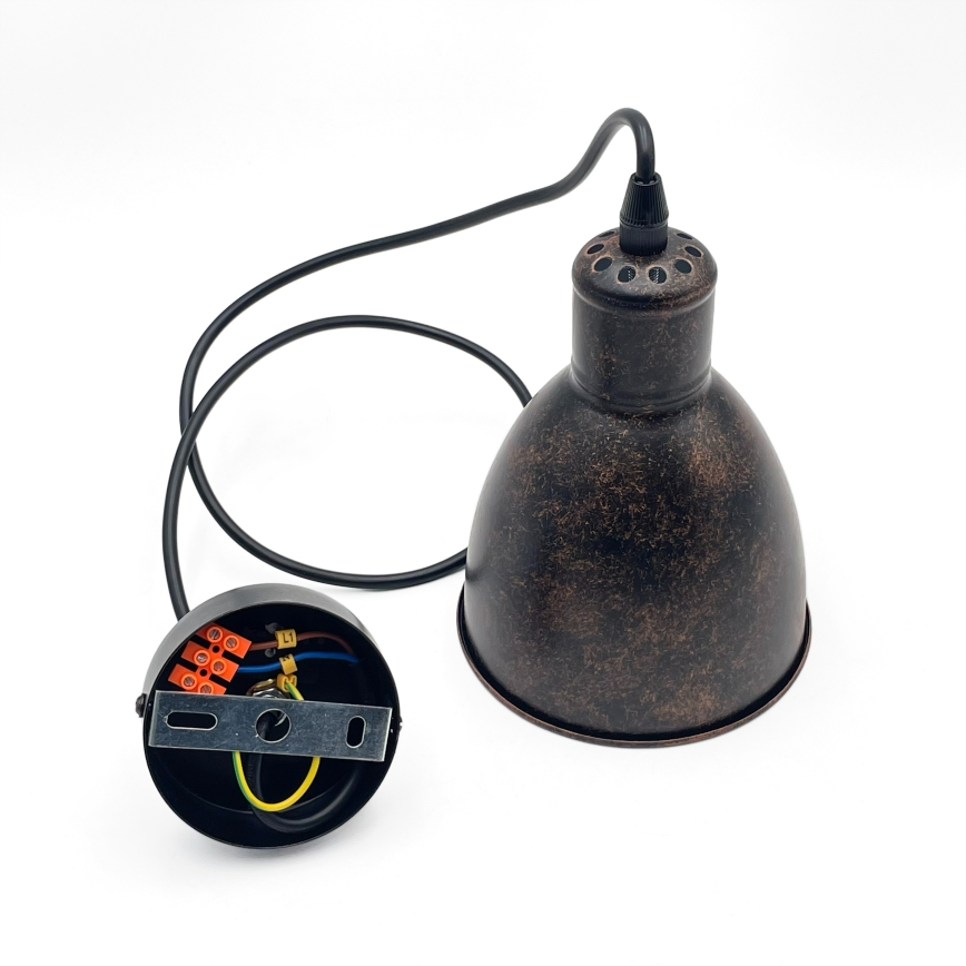 Brilagi - Lámpara colgante LED con cable RIDDY 1xE27/60W/230V cobre/pátina