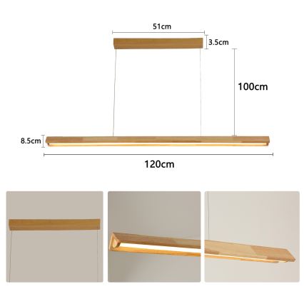 Brilagi - Lámpara colgante LED con cable UMEA WOOD LED/30W/230V 120 cm madera