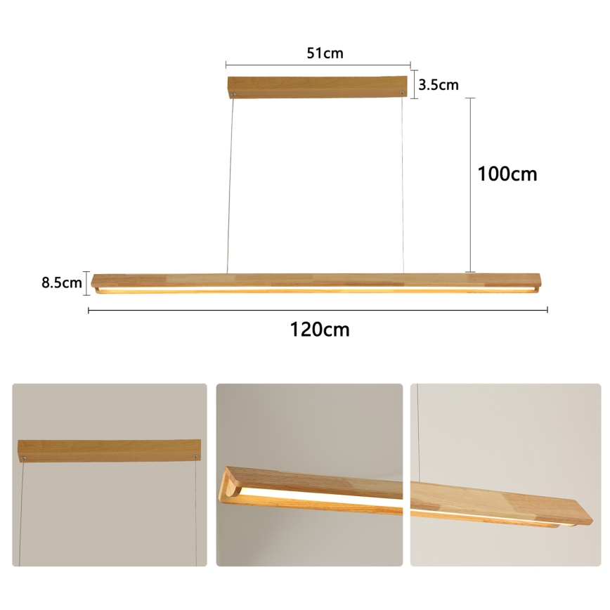 Brilagi - Lámpara colgante LED con cable UMEA WOOD LED/30W/230V 120 cm madera