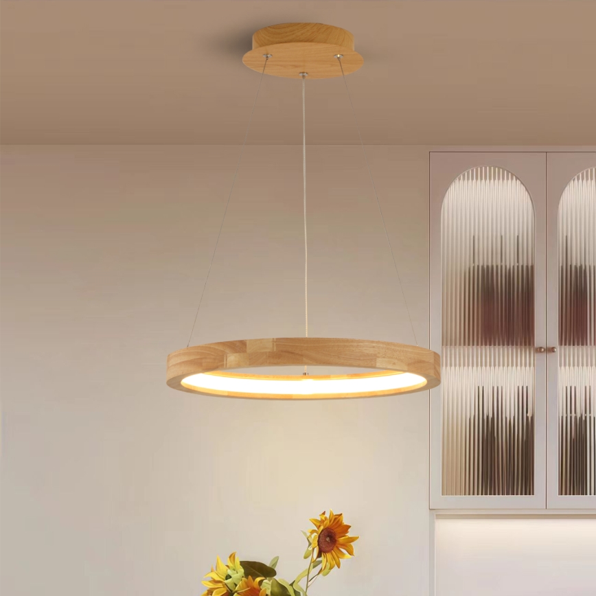 Brilagi - Lámpara colgante LED con cable UMEA WOOD LED/30W/230V, diámetro 40 cm, madera