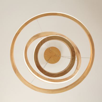 Brilagi - Lámpara colgante LED con cable UMEA WOOD LED/45W/230V Ø 60 cm madera de caucho
