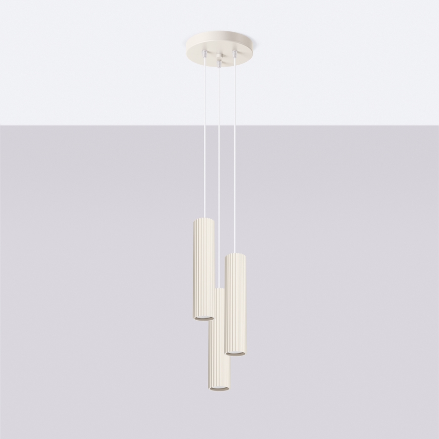 Brilagi - Lámpara colgante LED CRESTO con cable 3xGU10/10W/230V, color crema