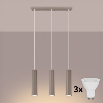 Brilagi - Lámpara colgante LED CRESTO con cable 3xGU10/10W/230V taupe