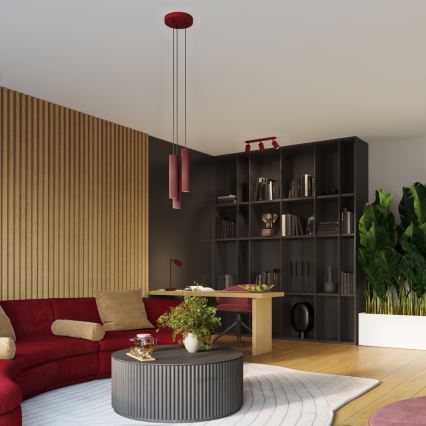 Brilagi - Lámpara colgante LED CRESTO sobre cable 1xGU10/10W/230V burdeos