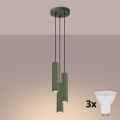 Brilagi - Lámpara colgante LED en cable CRESTO 3xGU10/10W/230V verde