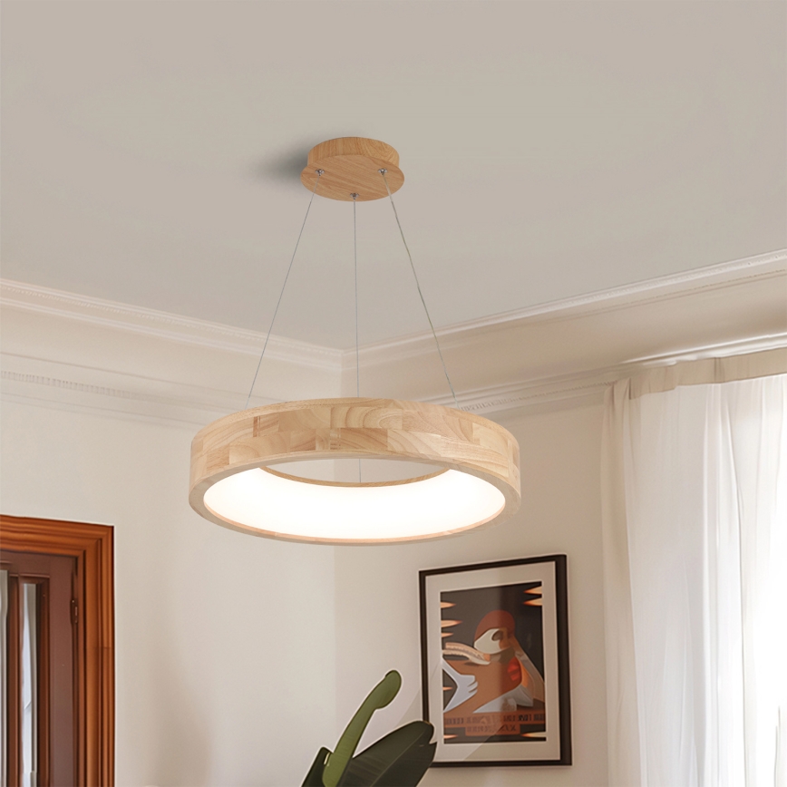 Brilagi - Lámpara colgante LED suspendida por cable FALCON WOOD LED/30W/230V 3000/4000/6000K, Ø 45 cm, madera