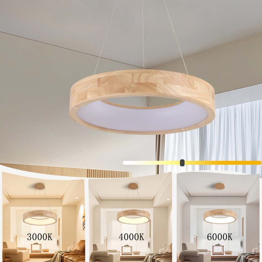 Brilagi - Lámpara colgante LED suspendida por cable FALCON WOOD LED/30W/230V 3000/4000/6000K, Ø 45 cm, madera