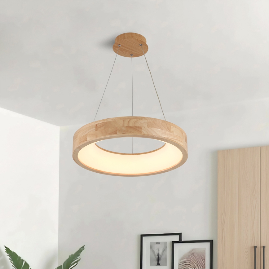 Brilagi - Lámpara colgante LED suspendida por cable FALCON WOOD LED/30W/230V 3000/4000/6000K, Ø 45 cm, madera