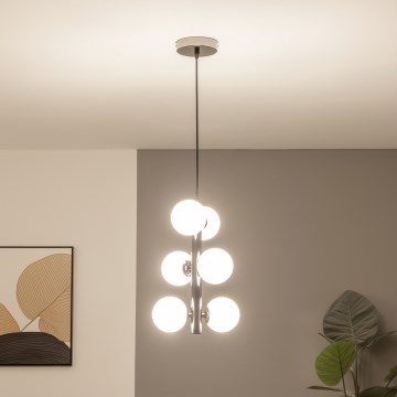 Brilagi - Lámpara colgante LED MILLA con cable, 6xG9/3W/230V, negro cromado/blanco