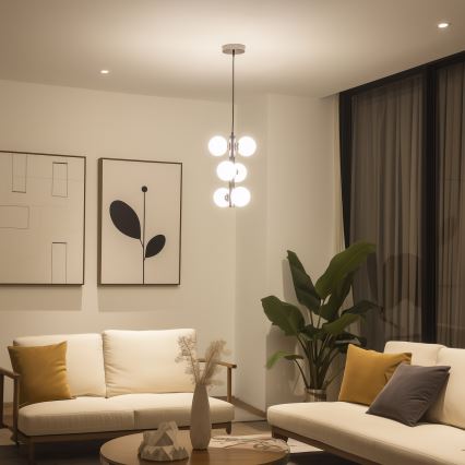 Brilagi - Lámpara colgante LED MILLA con cable, 6xG9/3W/230V, negro cromado/blanco