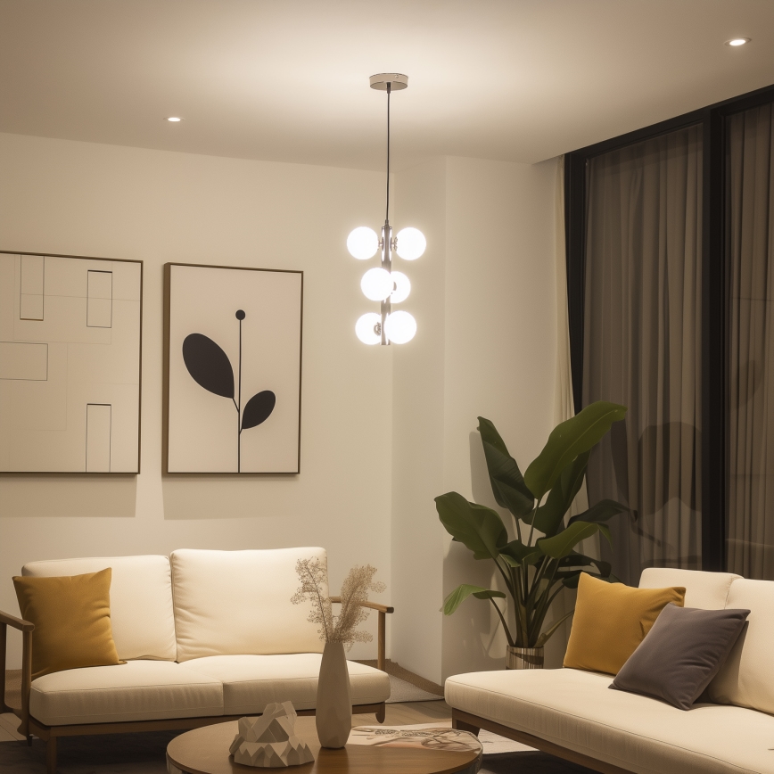 Brilagi - Lámpara colgante LED MILLA con cable, 6xG9/3W/230V, negro cromado/blanco