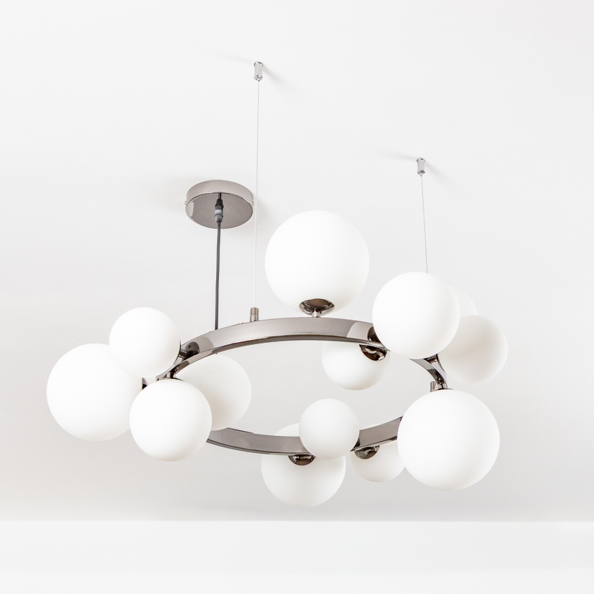 Brilagi - Lámpara colgante LED MILLA, suspendida en cable, 15xG9/3W/230V, negro cromado/blanco