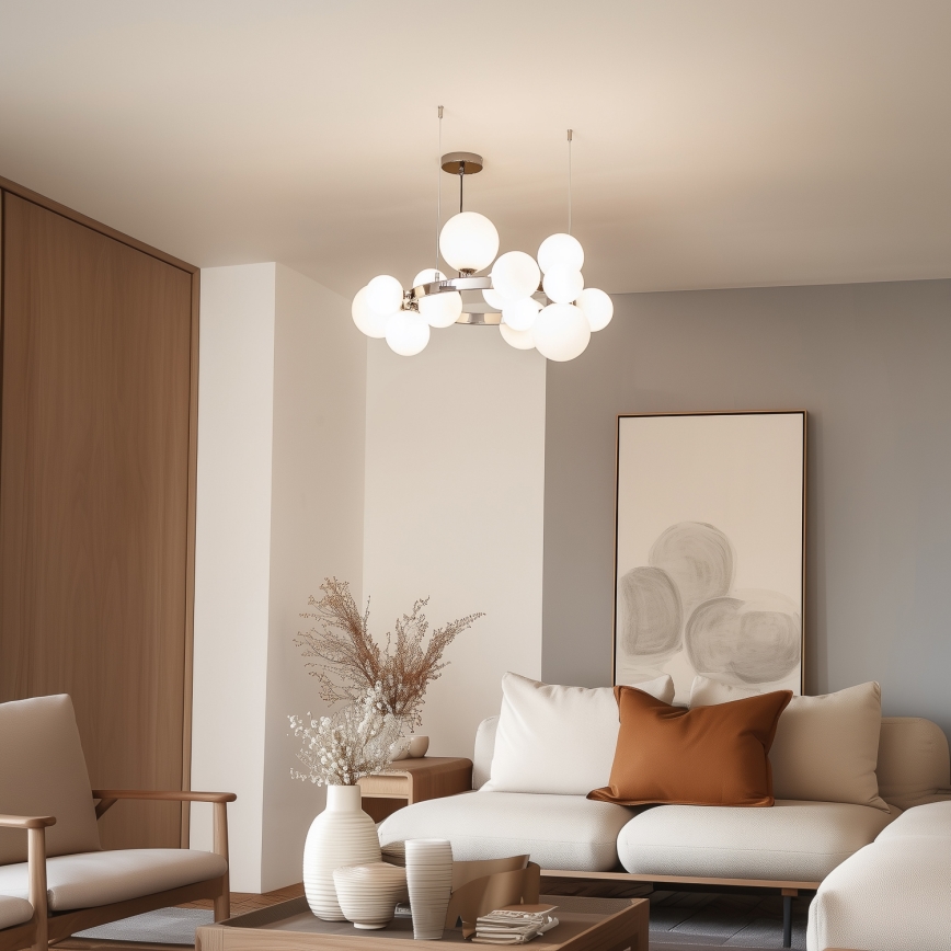 Brilagi - Lámpara colgante LED MILLA, suspendida en cable, 15xG9/3W/230V, negro cromado/blanco