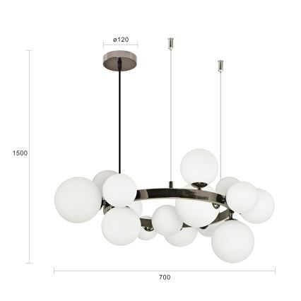 Brilagi - Lámpara colgante LED MILLA, suspendida en cable, 15xG9/3W/230V, negro cromado/blanco