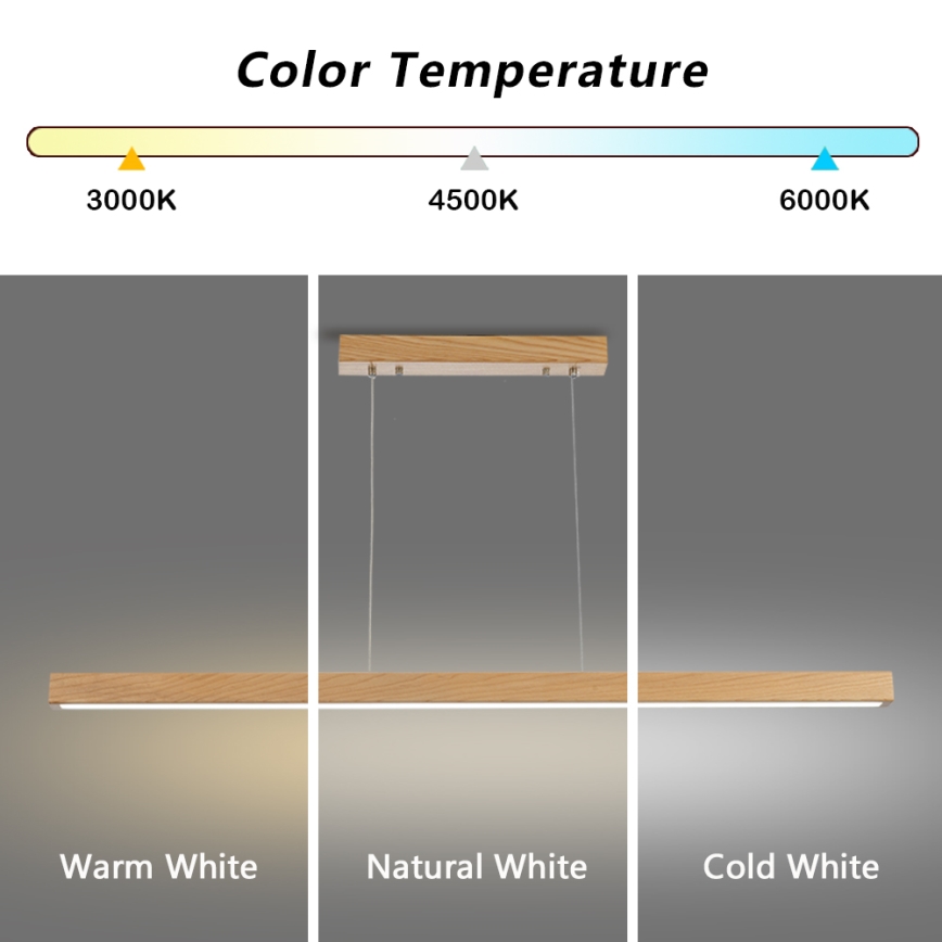 Brilagi - Lámpara colgante LED OAK LED/30W/230V 3000/4500/6000K roble