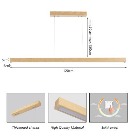 Brilagi - Lámpara colgante LED OAK LED/30W/230V 3000/4500/6000K roble