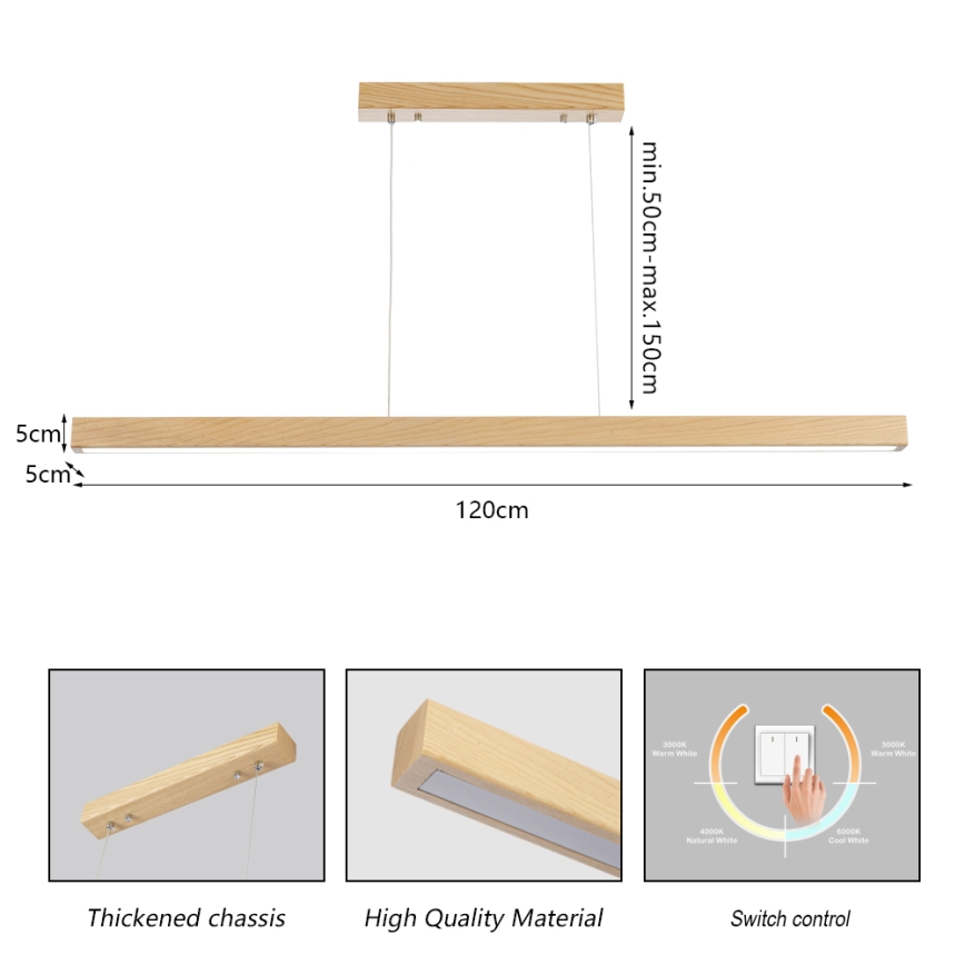 Brilagi - Lámpara colgante LED OAK LED/30W/230V 3000/4500/6000K roble