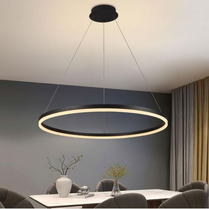 Brilagi - Lámpara colgante LED regulable suspendida en cable CIRCLE LED/55W/230V 3000-6500K Ø 80 cm negra + mando a distancia