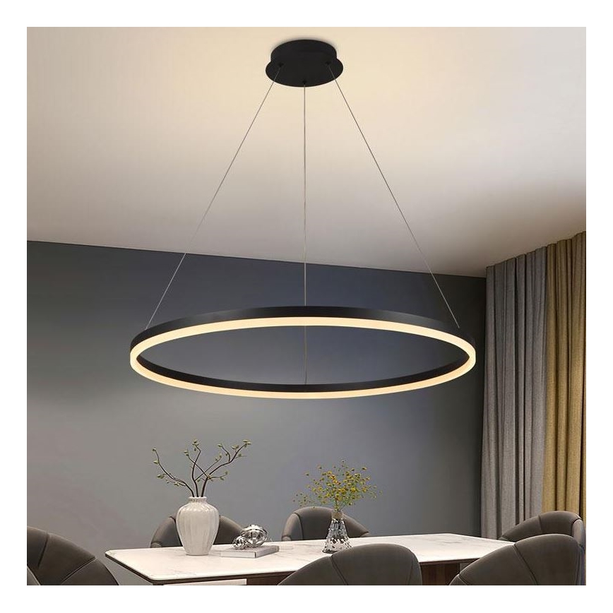 Brilagi - Lámpara colgante LED regulable suspendida en cable CIRCLE LED/55W/230V 3000-6500K Ø 80 cm negra + mando a distancia