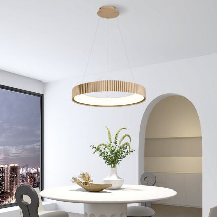 Brilagi - Lámpara colgante LED regulable con cable FALCON MODERN LED/54W/230V 3000-6500K diámetro 60 cm beige + control remoto