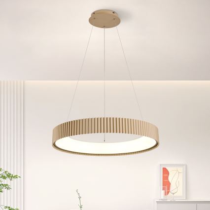 Brilagi - Lámpara colgante LED regulable con cable FALCON MODERN LED/54W/230V 3000-6500K diámetro 60 cm beige + control remoto