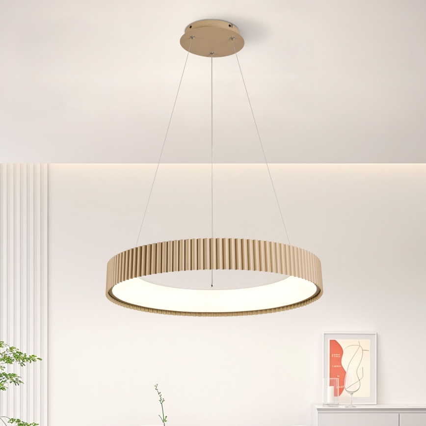 Brilagi - Lámpara colgante LED regulable con cable FALCON MODERN LED/54W/230V 3000-6500K diámetro 60 cm beige + control remoto