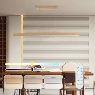 Brilagi - Lámpara colgante LED regulable con cable OAK SMART LED/30W/230V Wi-Fi Tuya acabado en roble + mando a distancia