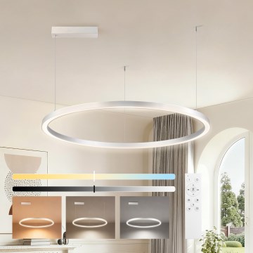 Brilagi - Lámpara colgante LED regulable con cable PORTOFINO LED/60W/230V 3000-6000K Ø 80 cm plateada + mando a distancia