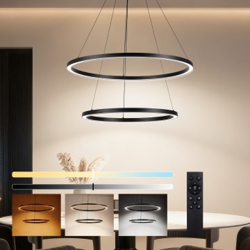 Brilagi - Lámpara colgante LED regulable con cable PORTOFINO LED/98W/230V 3000-6000K diámetro 80 cm negro + mando a distancia