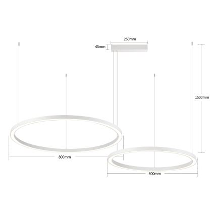 Brilagi - Lámpara colgante LED regulable en cable PORTOFINO LED/98W/230V 3000-6000K blanca + mando a distancia