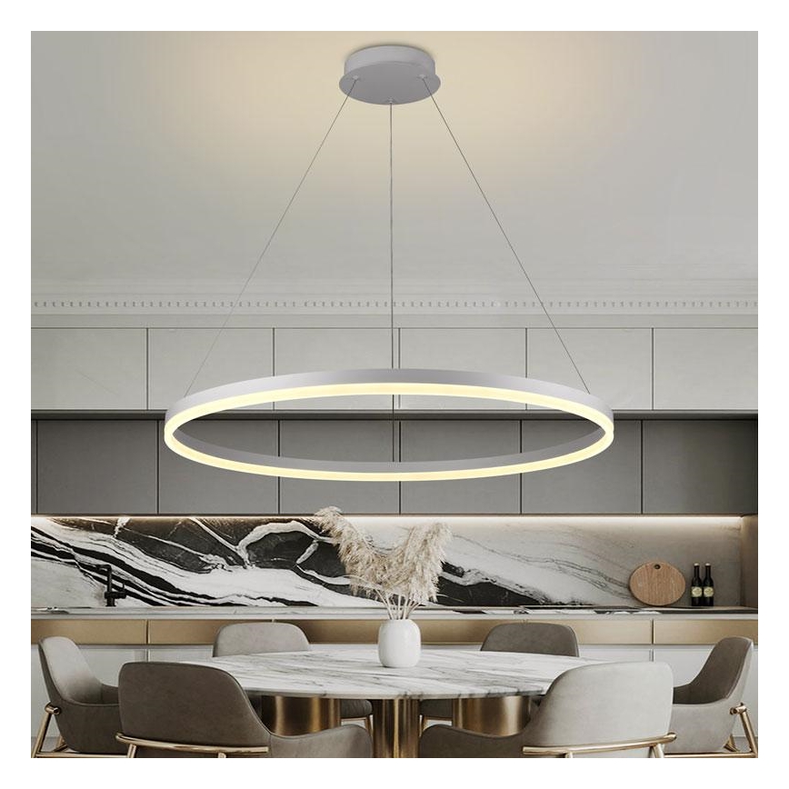 Brilagi - Lámpara colgante LED regulable con cable CIRCLE LED/55W/230V 3000-6500K diámetro 80 cm blanca + mando a distancia