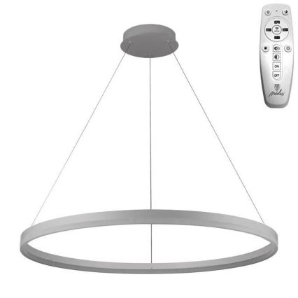 Brilagi - Lámpara colgante LED regulable con cable CIRCLE LED/55W/230V 3000-6500K Ø 80 cm plateada + mando a distancia