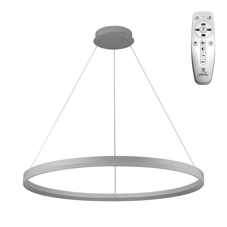 Brilagi - Lámpara colgante LED regulable con cable CIRCLE LED/55W/230V 3000-6500K Ø 80 cm plateada + mando a distancia