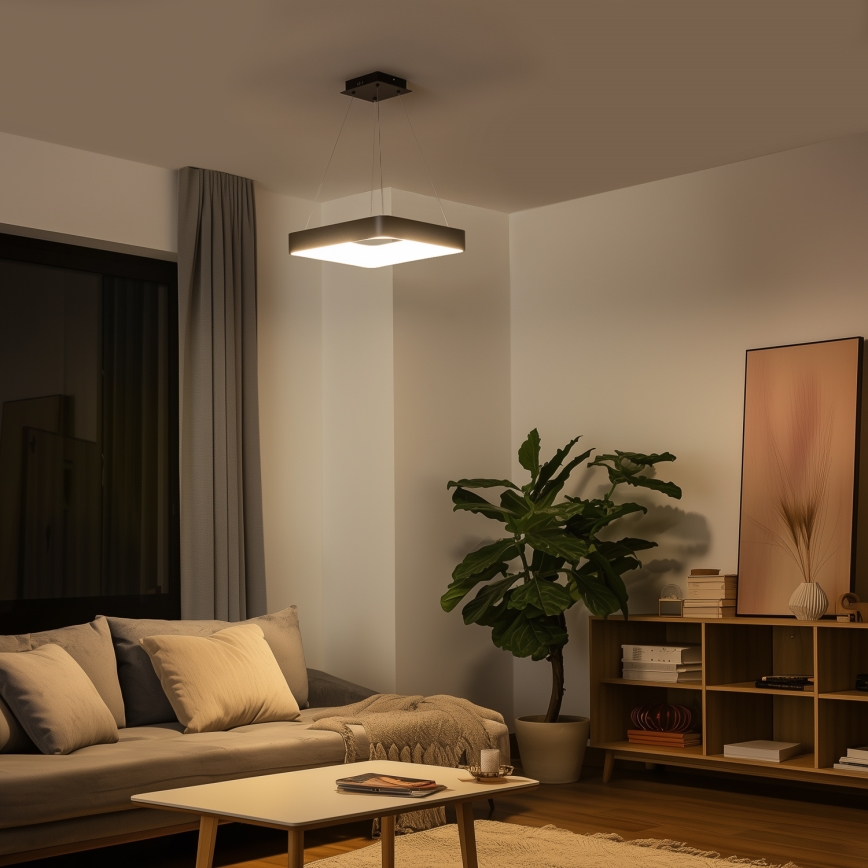 Brilagi - Lámpara colgante LED regulable con cable FALCON II LED/80W/230V 3000-6500K 40x40 cm negro + mando a distancia