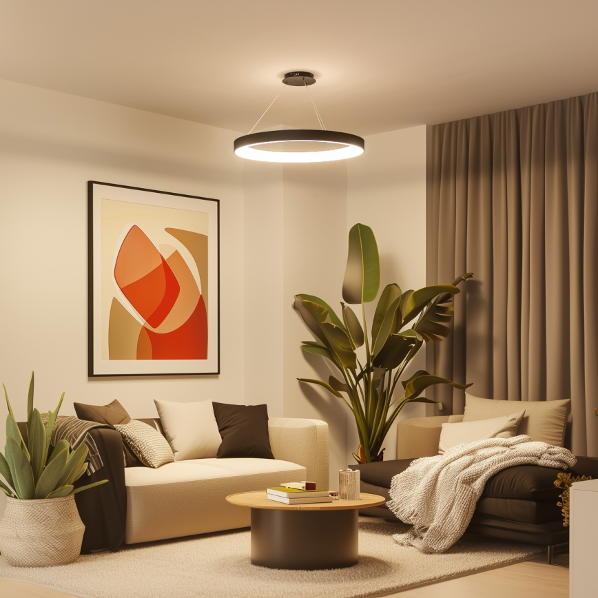 Brilagi - Lámpara colgante regulable en cable FALCON II LED/108W/230V 3000-6500K Ø 80 cm negra + mando a distancia