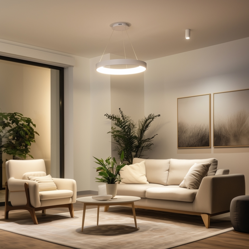 Brilagi - Lámpara colgante LED regulable suspendida por cable FALCON II LED/99W/230V 3000-6500K Ø 60 cm blanca + mando a distancia