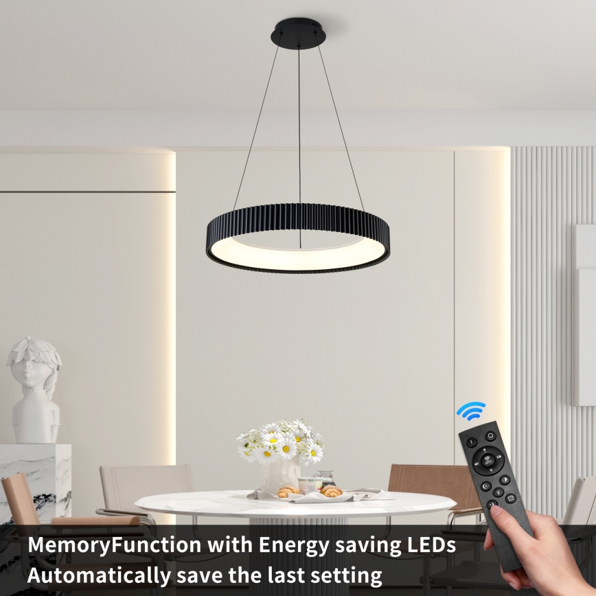 Brilagi - Lámpara colgante LED regulable suspendida por cable FALCON MODERN LED/54W/230V 3000-6500K diámetro 60 cm negra + mando a distancia