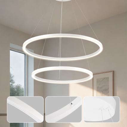 Brilagi - Lámpara colgante LED regulable con cable PORTOFINO LED/98W/230V 3000-6000K diámetro 80 cm blanca + control remoto