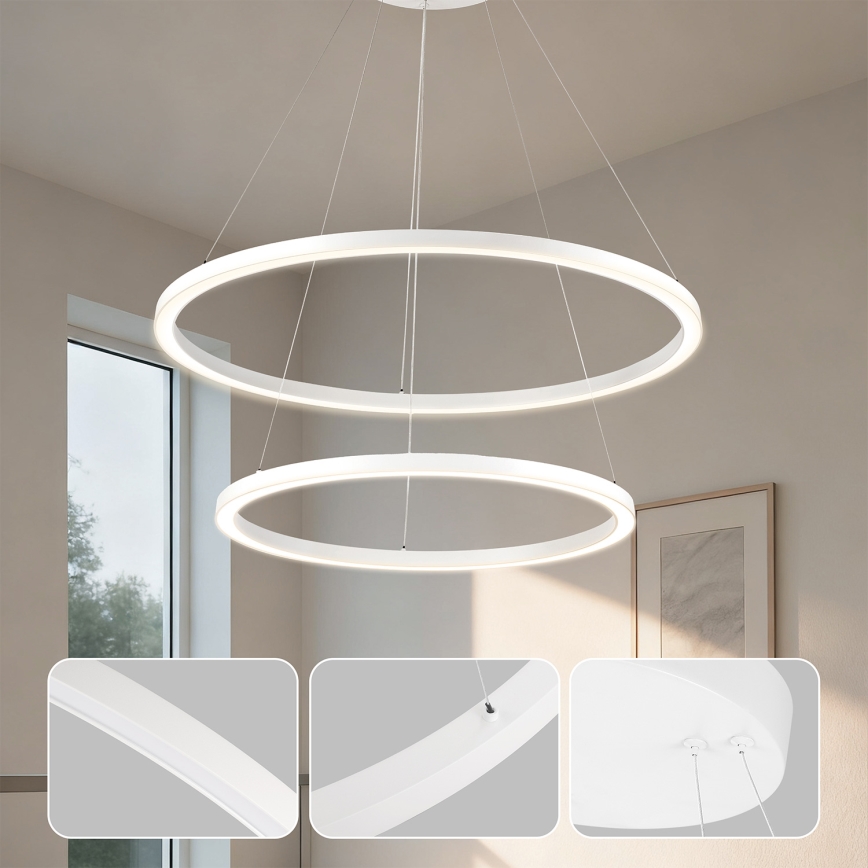 Brilagi - Lámpara colgante LED regulable con cable PORTOFINO LED/98W/230V 3000-6000K diámetro 80 cm blanca + control remoto